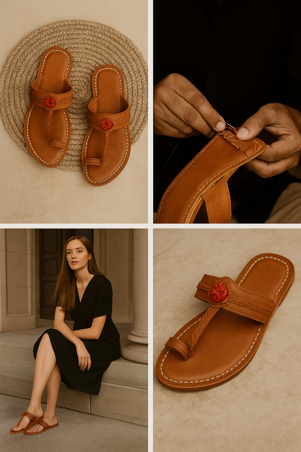 Handcrafted Vegan Minamilistic Kolhapuri Sandals for Women