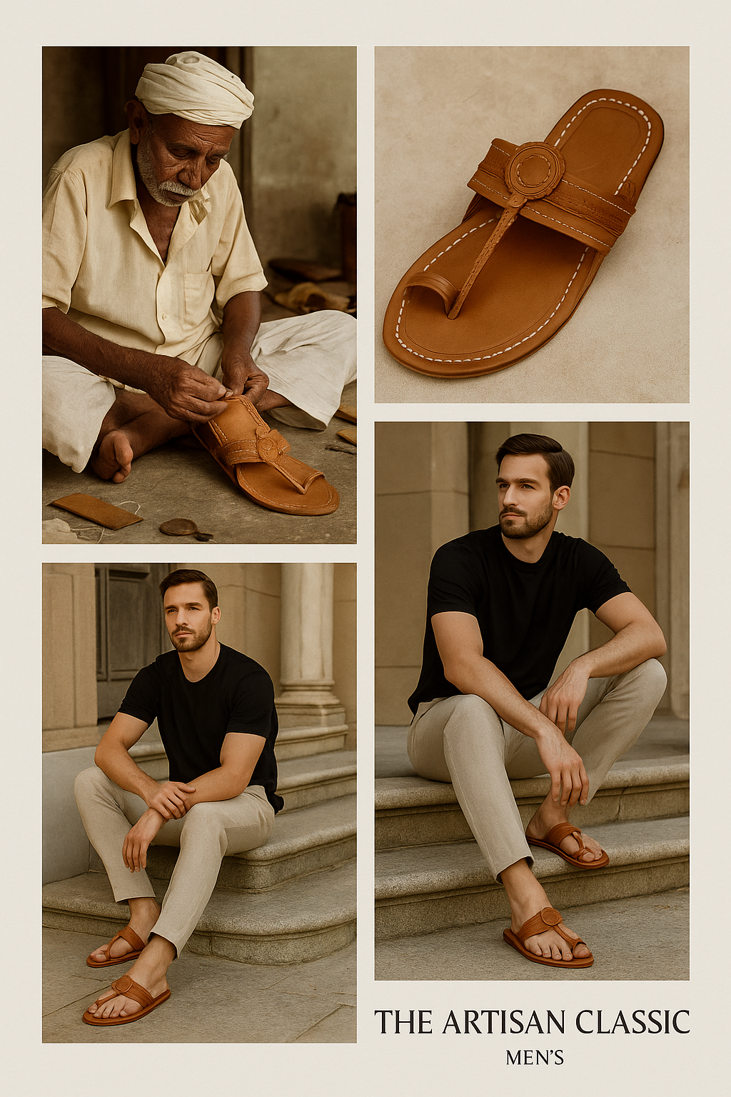 Handcrafted Vegan Mens Kolhapuri Sandals - Artisan